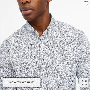 NEW! J Crew Floral flex casual shirt Mens Slim LARGE Long Sleeve Button Down